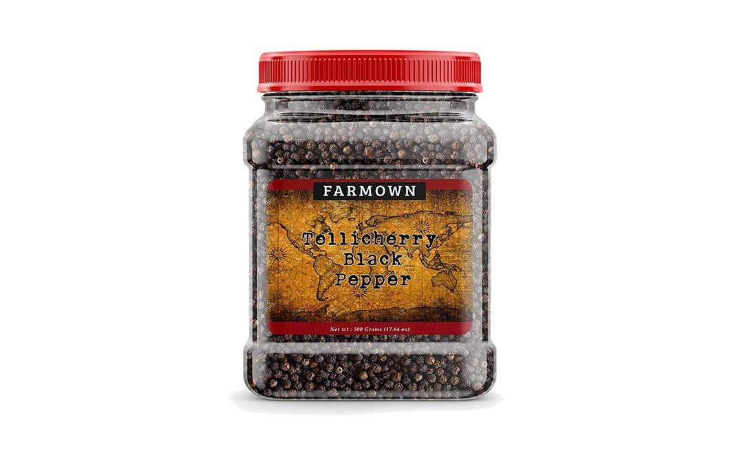 Farmown Tellicherry Black Pepper    Plastic Jar  500 grams